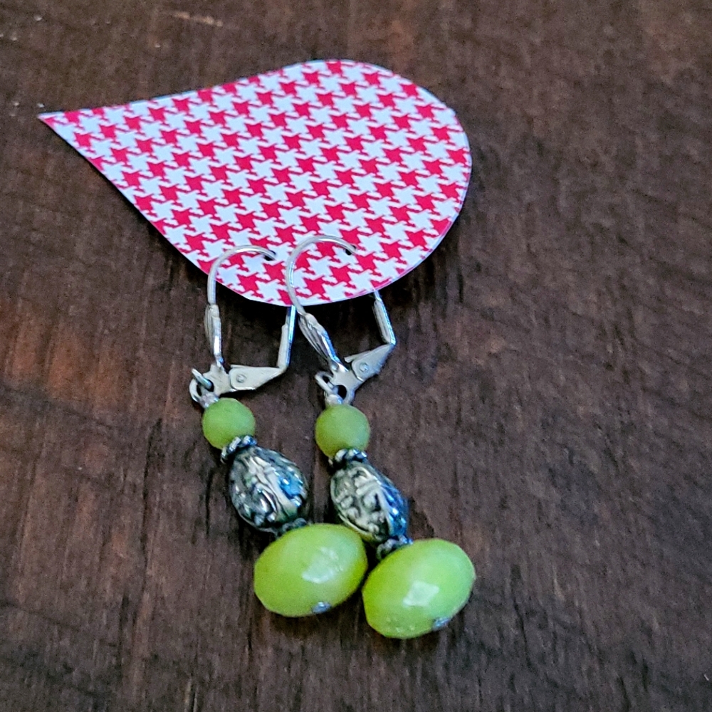 Olive Jade Earrings w/Sterling Silver French Wires